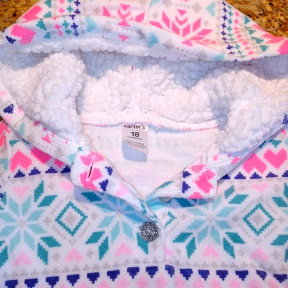 2 Piece Carter's Snowflake Hoodie Sweater Set with Pants Size 18 Months
